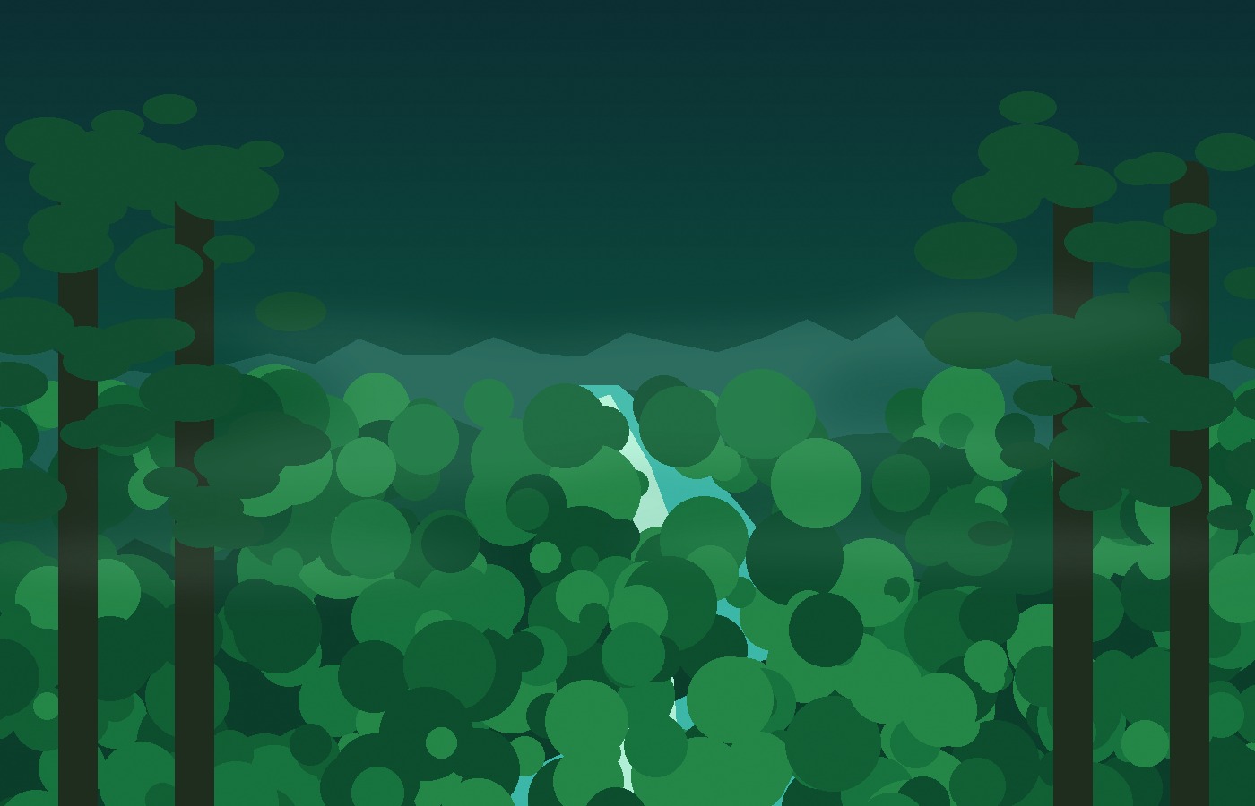 Stylized tropical rainforest habitat